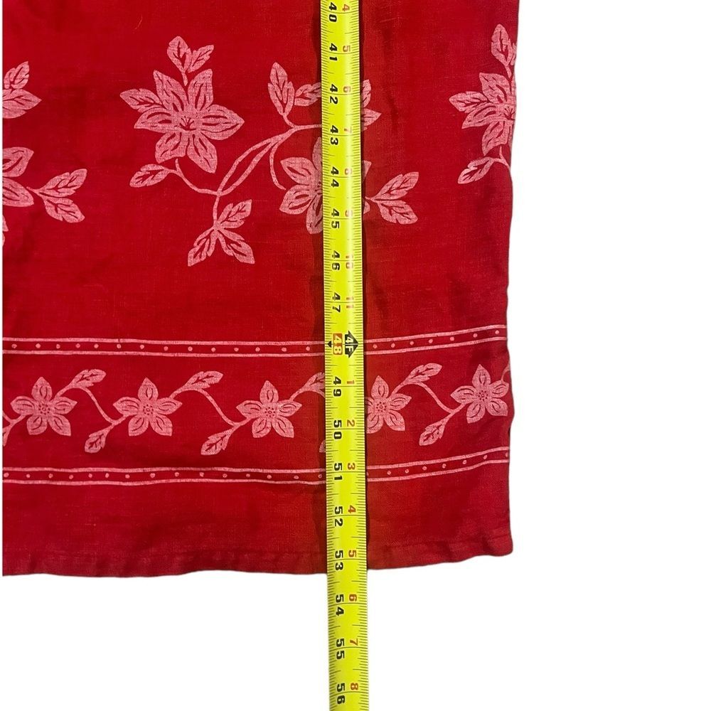 Vintage Heaven 100% Linen Maxi Dress Red Floral Hawaiian Sleeveless Women Medium - Picture 6 of 8